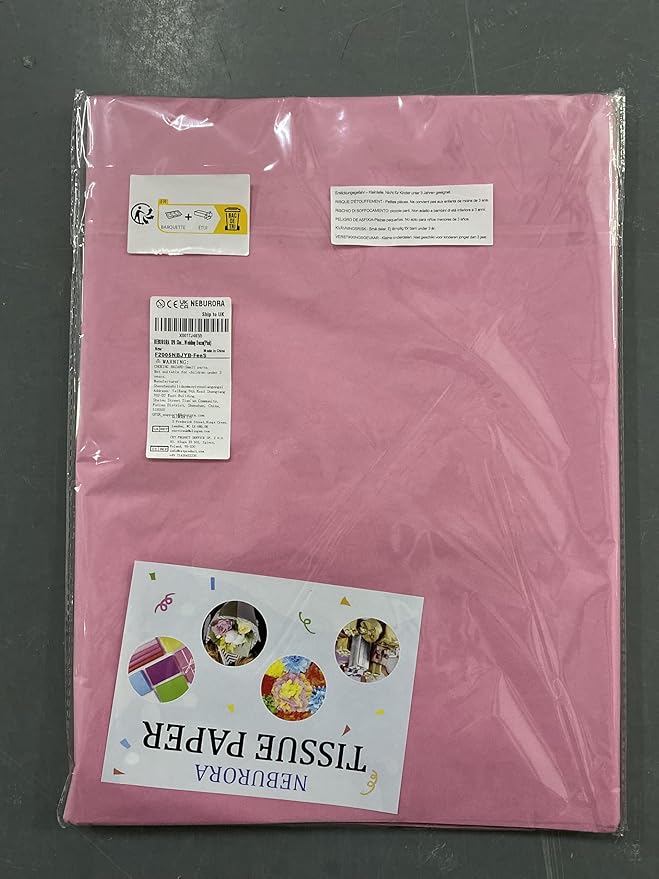 NEBURORA 120 Sheets Hot Pink Wrapping Tissue Paper - 14 x 20 Inches, Bulk Pack for Gift Bags, Wedding, Baby Shower, Valentine's Day Decor