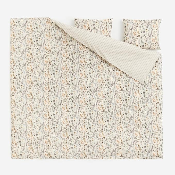 Nayoroom Beige Floral Duvet Cover Queen Size Vintage Floral Duvet Cover Spring Botanical Flowers Printed Cottagecore Bedding Set 3 Pieces Soft Lightweight Microfiber Pastoral Aesthetic Bedding Sets