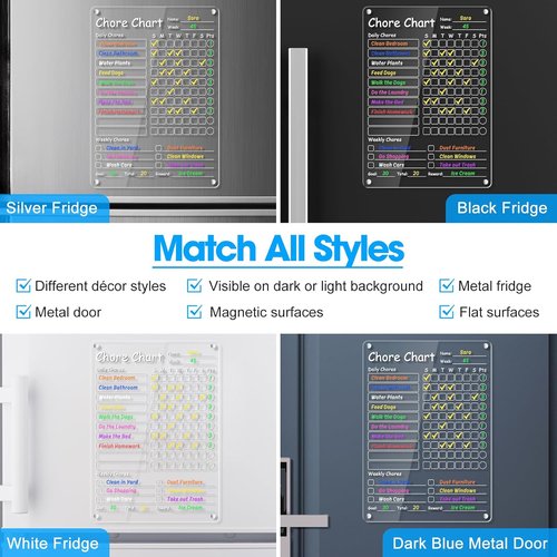 Acrylic Chore Chart Clear Dry Erase Checklist Chore Boars for Family Chores Checklist Reward Chart Responsibility Chart, 12x9'', 1 Pack