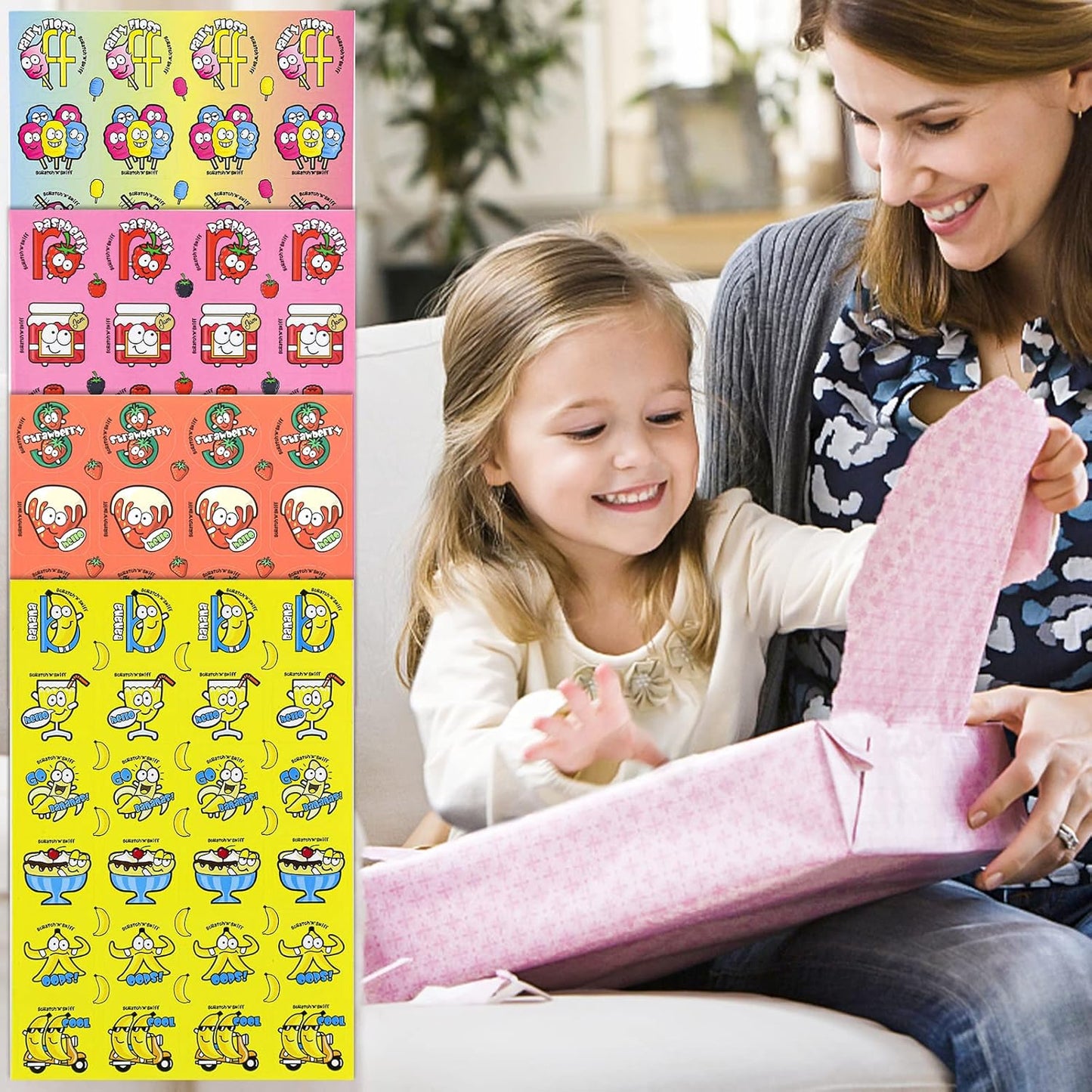 Skiennix Scratch and Sniff Stickers - 576 Pieces with 24 Scents | Fun Reward Stickers for Kids