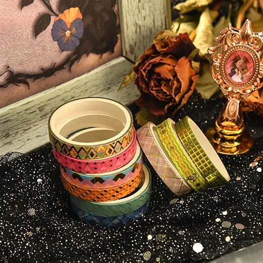 Songdao 36 Rolls Skinny Washi Tape Set Gold Foil Detailing Arts Adhesive Tapes Basic Patterns Decorative Masking Tape Sets for Craft, Kids, Scrapbook, DIY, Gift Wrapping (Bronzing Letters)