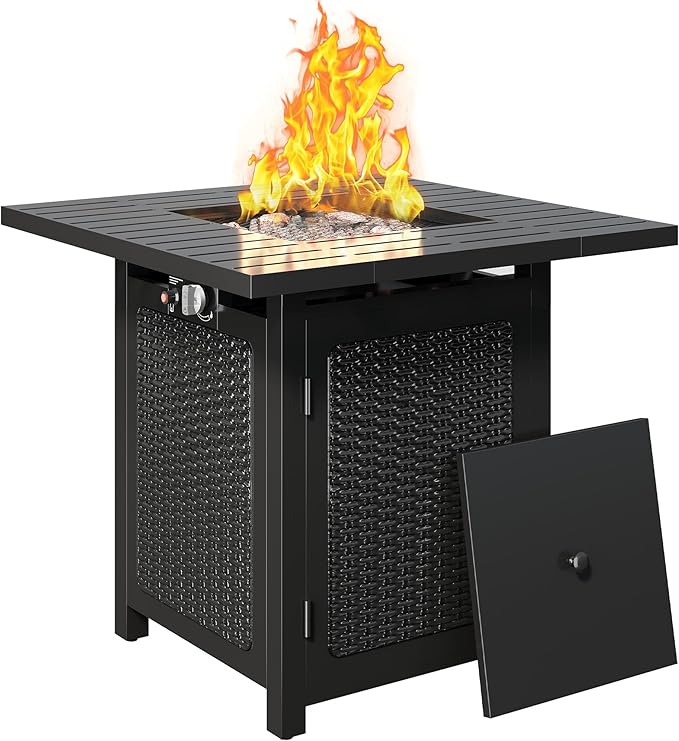 Wisteria Lane 30" Propane Fire Pit Table, 50,000 BTU Gas Fire Pit for Outside, Outdoor Fire Pit with CSA Certification, Rattan-Like Wicker Look for Patio Deck Garden Backyard Balcony