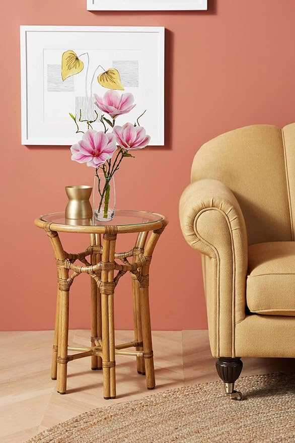 DILATATA Faux Flowers in Vase 15.4" Magnolias Flowers Arrangement with Faux Water Real Touch Flowers for Wedding Table Centerpiece Home Decor, Pink