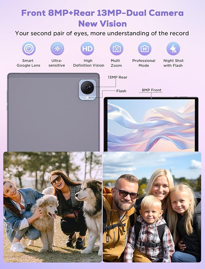 DEZLTID 2025 Tablet 10.4 inch Android 15 Tablets with Keyboard Stylus Mouse: 2K IPS Tablette (2000x1200), 36GB+256GB(1TB TF), 5G/2.4G Dual WiFi, 8-Core 1.6GHz, 8000mAh,8+13MP, Widevine L1- Gray