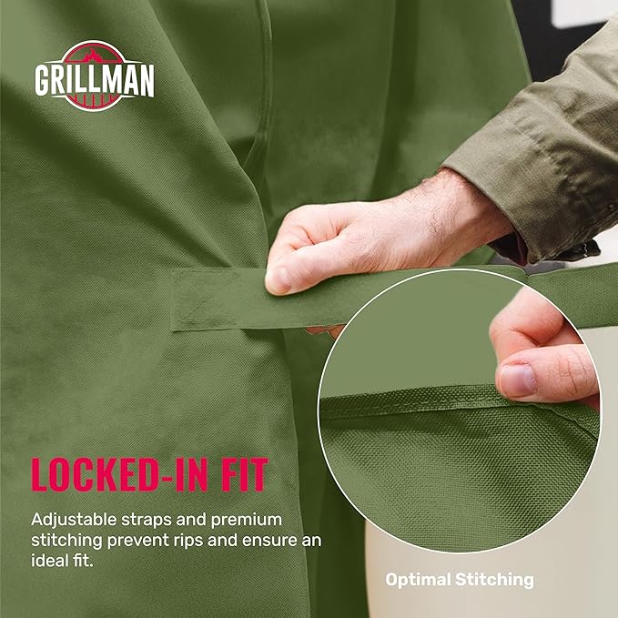 Grill Cover by Grillman, Green, 64 Inch, BBQ Outdoor Grill Covers, Charcoal & Gas Grills, Waterproof, Rip-Proof, Weather-Resistant, Anti-UV, Barbecue Cover for Weber, Genesis, Charbroil, Nexgrill, etc