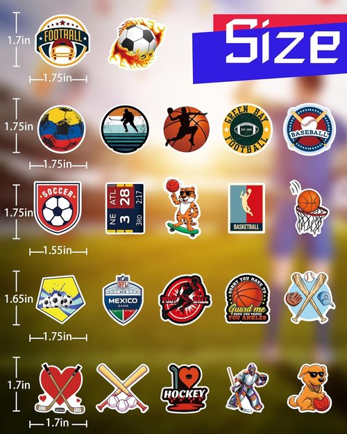 PCNearty Sport Stickers - 300 Pcs Waterproof Vinyl Stickers for Kids' Water Bottles & Laptops