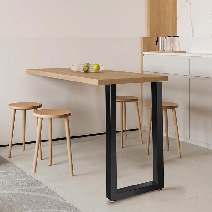 36 Inch Metal Bar Table Legs, Heavy Duty Desk Dinning Table Legs with Adjustment Feet Pads DIY Furniture Feets, Set of 2,Black