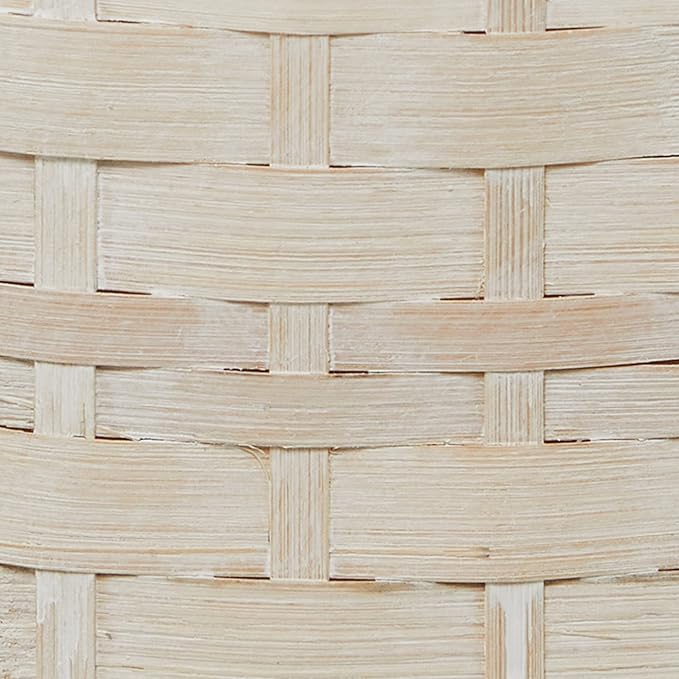 Deco 79 Bamboo Wood Decorative Vase, Tall Woven Floor Centerpiece, Round Vase for Home Decoration, White and Beige, 9" x 9" x 48"