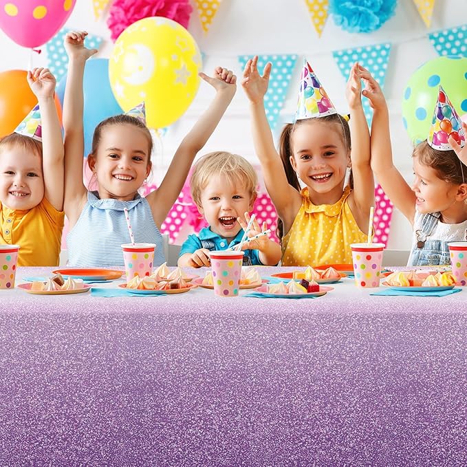 FunnyPars 3 Pack Ombre Purple Plastic Tablecloth for Parties, Gradient Pastel Disposable Rectangle Table Cover, Wedding Birthday Anniversary Decor, 54x108 Inch