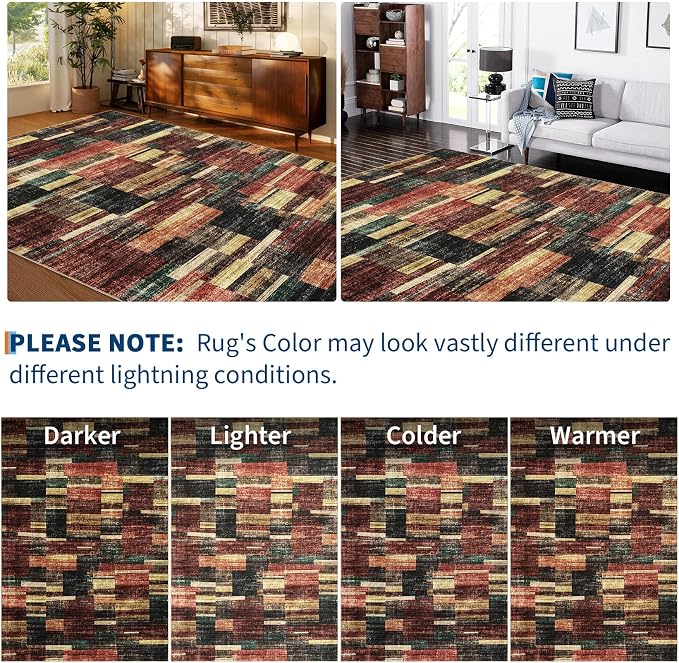 Washable Runner Rug for Hallway 2x6 Runner Non Slip Kitchen Rugs Modern Entryway Rug Farmhouse Soft Bathroom Rugs Stain Resistant Carpet for Laundry Bedroom 2'x6' Red