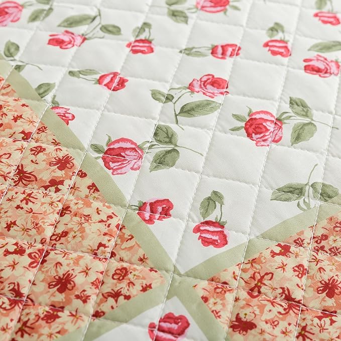 HoneiLife King Size Quilt Sets - 3 Piece Microfiber Quilt Set Lightweight Bedspreads Reversible Coverlets Rustic Bed Cover King Quilt Bedding Set All Season Use