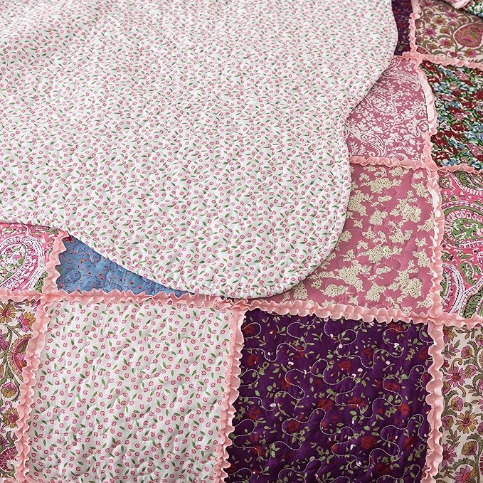 HoneiLife Quilt Set King Size - Rustic Bedspreads 106x96, Tufted Quilts 3-Piece, Patchwork Coverlet Lightweight Bedding Sets All Season Quilts