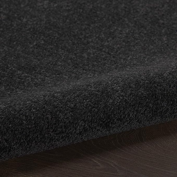 Nourison Home Nourison Essentials Black 8' x Round Area Rug - Easy Clean, Non Shedding, Bed Room, Living Room, Dining Room, Kitchen (8' x Round)