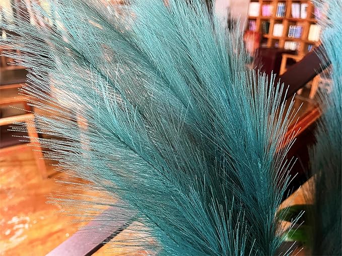 Pampas Grass Decor Tall,Long Pampas, Large Pompas Floral, Elegant Feather Flowers for Wedding Decorations, Living Room Decor (Artificial - Dark Green, 8pcs 43.3"(110cm))