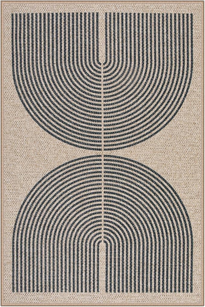 Lahome Enfys Rainbow Easy Jute Rug, 2x3 Farmhouse Kitchen Rugs Non Slip Washable Entryway Rug, Neutral Non Slip Non Shedding Low Pile Indoor Outdoor Door Mats for Porch Foyer