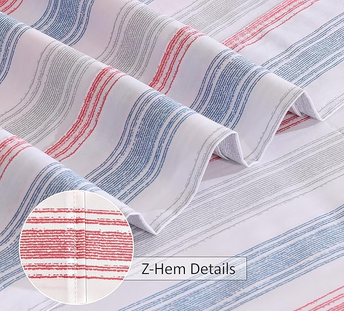RUVANTI 100% Cotton Twin XL Sheet Sets, 3 Pieces, Soft & Breathable Percale Weave Bedding, Deep Pocket 16", Hotel Standard, Crisp Cool Feel, Durable, Perfect Size Striped Sheets, Times