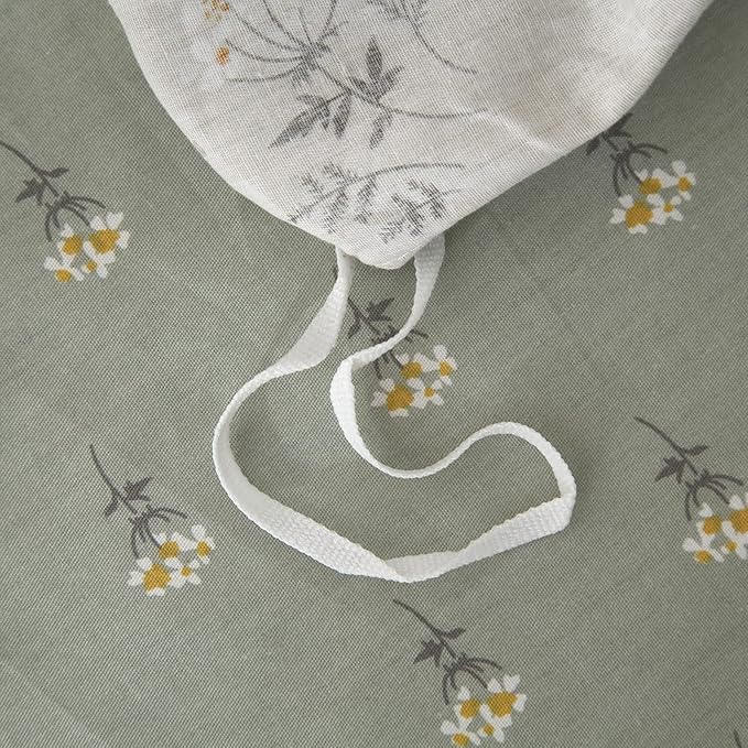 VM VOUGEMARKET Floral Bedding Twin Reversible Gray Beige Flower Duvet Cover Set,Cottagecore Duvet Cover Matching 2 Pillowcases 100% Cotton Chic Girls Bedding Set -Twin(68"x86")