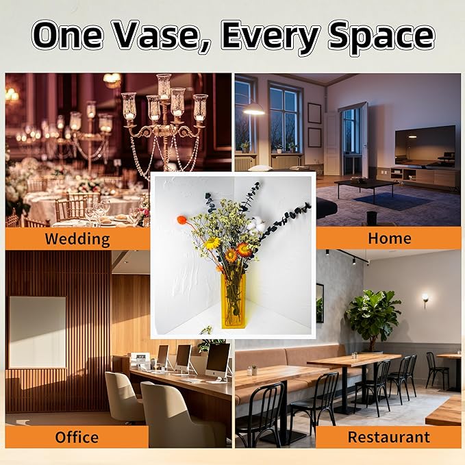 Acrylic Vase Creative Gifts Minimalist Design Wedding Centerpiece Home Office Decor Elegant Floral Display Stand(Not Including Flowers) (Full-Yellow, 1PCS)