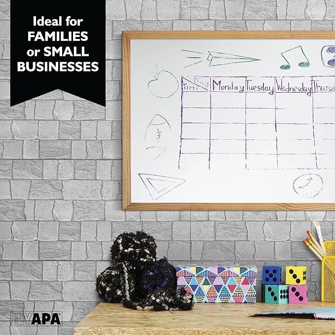 Ilyapa Extra Large Dry Erase Board for Wall - Wood Framed Magnetic White Board - 24 x 36 Inches Decorative Wall Hanging Menu Whiteboard - Brown