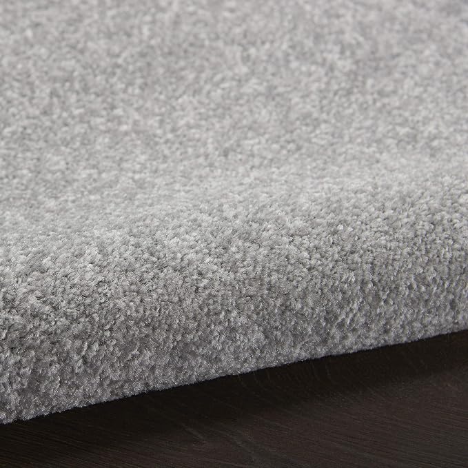 Nourison Home Nourison Essentials Silver Grey 4' x Round Area Rug - Easy Clean, Non Shedding, Bed Room, Living Room, Dining Room, Kitchen (4' x Round)