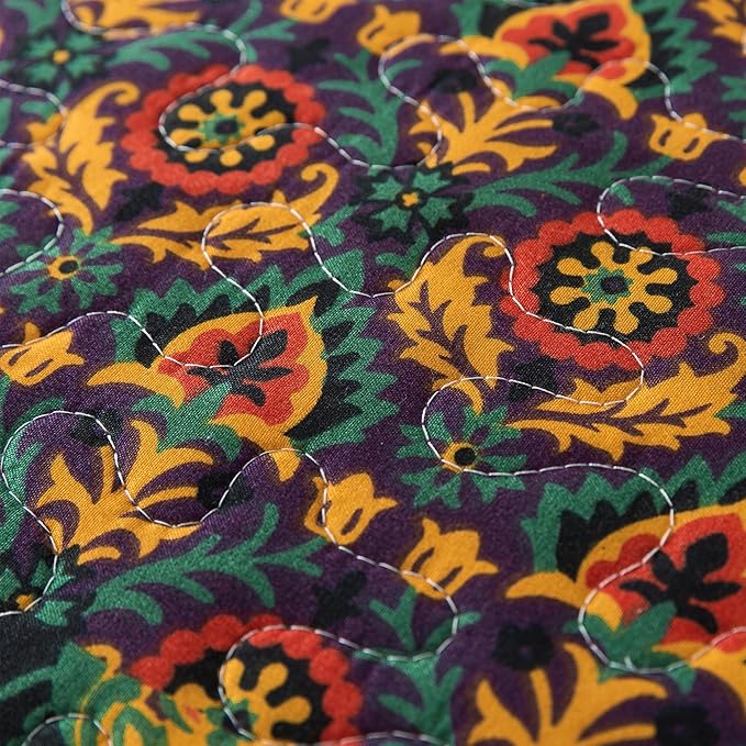 HoneiLife Quilt Sets King Size - 3 Pieces Microfiber Quilt Lightweight Bedspreads Wildflower Coverlets Retro Bed Cover King Quilt Bedding Set All Season Quilts-Pumpkin