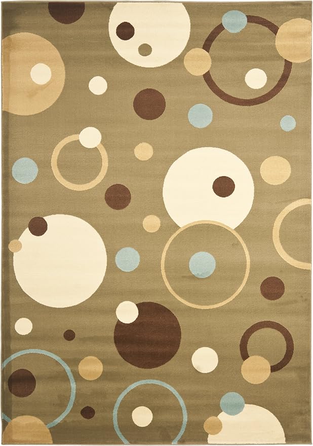 SAFAVIEH Porcello Collection Area Rug - 5'3" x 7'7", Green & Multi, Mid-Century Modern Abstract Design, Non-Shedding & Easy Care, Ideal for High Traffic Areas in Living Room, Bedroom (PRL6851-5291)