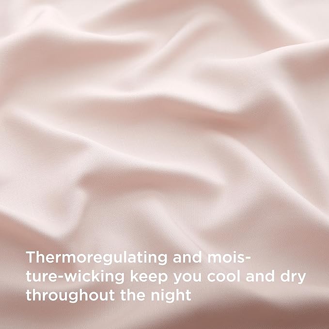 Bedsure Cooling Sheets Twin XL, Rayon Derived from Bamboo, Breathable & Soft Twin XL Sheet Sets, Deep Pocket Up to 16 Inches, Hotel Luxury Silky Dorm Bedding for Hot Sleepers, Pink
