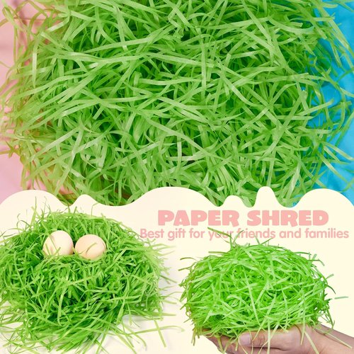 JOYIN Crinkle Cut Easter Grass - Recyclable Paper Shred Filler for Gift Wrapping & Party Decor | 280g (10 oz)