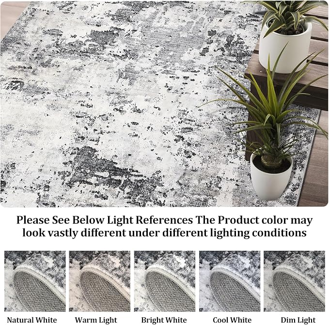Washable 5x7 Area Rugs for Living Room Low Pile Small Carpet Soft Bedroom Rug Modern Abstract Carpet Non Shedding Thin Colorful Carpets Contemporary Floor Mats for Kitchen Nursery, Brown Green