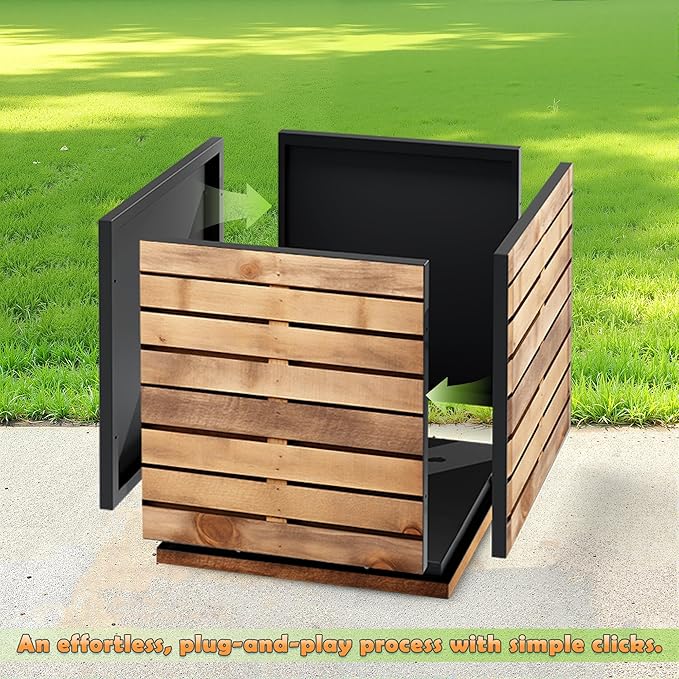 Metal Planter Box Rectangular Planter Box with Drainage Hole, Outdoor Large Planters, All-Weather Use, Rust-Resistance, for Flowers Plants, 17" L × 17" W × 18" H, Dark Walnut