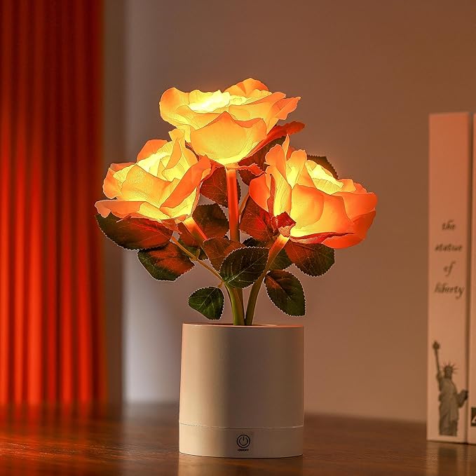 WSYEAR Forever Yellow Rose Flower Lamp Touch Lamp Christmas Birthday Gifts for Women Her Wife Girlfriend Daughter, Dimmable Rose Lamp Decor for Bedroom