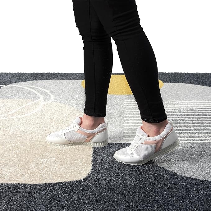 Abani Deco Collection Area Rug - Grey Minimalist Design -5'3" x 7'6"(5'x8') - Easy to Clean - Durable for Kids and Pets - Non-Shedding - Medium Pile - Soft Feel - for Living Room, Bedroom & Office