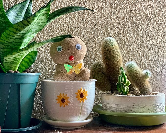 Ton Sin Ceramic Plant Pots for Indoor Houseplants, Cute Decorative Flower Planters with Drainage Holes & Matching Saucers, Hand-Painted Yellow Sunflower Design, 6.7/5.5/4.3 Inch Sizes