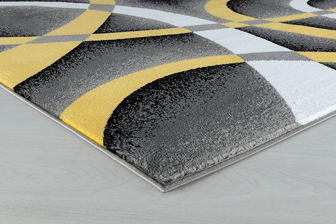 GLORY RUGS Area Rug Modern 5x7 Yellow Soft Contemporary Floor Carpet for Indoor Living Dining Room and Bedroom Area