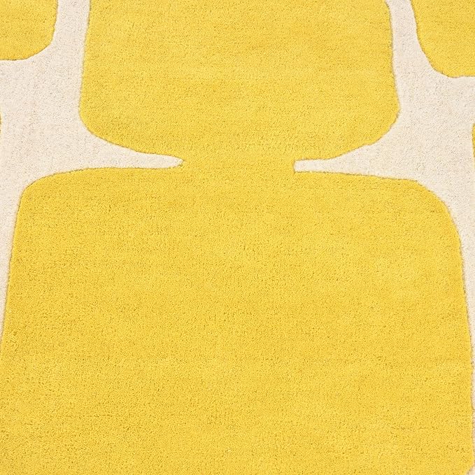 Restoration and Renovation Modern Wool Area Rug - Contemporary Abstract Geometric Design, Thick & Soft Hand-Tufted Carpet - Ideal for Indoor Decor in Living Room, Bedroom (Honey, 9' x 12')