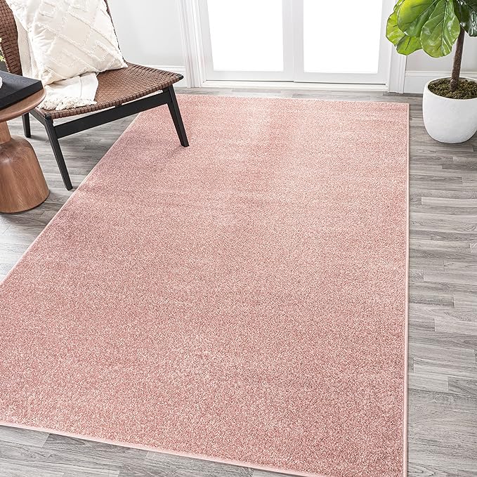 JONATHAN Y Haze Solid Low-Pile Pink Indoor Area Rug 9x12, Coastal,Bohemian,Minimalist,Classic, Easy-Cleaning for Living Room,Bedroom,Kitchen,Pet Friendly,Non-Shedding (SEU100P-9)