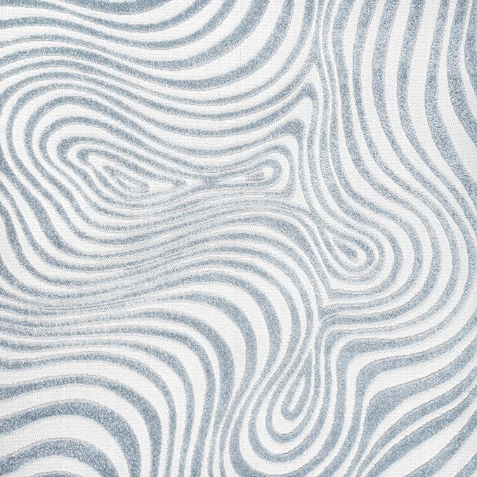 JONATHAN Y Maribo High-Low Abstract Striped Light Blue/Ivory 7x7 Square Indoor/Outdoor Area Rug, Pet Friendly, Non-Shedding, Stain Resistant, Easy-Cleaning for Backyard, Patio (SCN103C-7SQ)