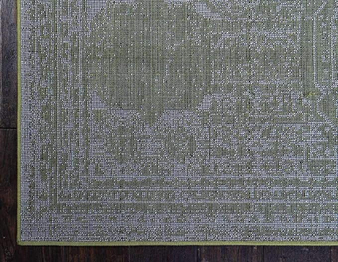 Unique Loom Bromley Collection Area Rug - Wells (2' x 13' 1" Runner, Green/ Ivory)