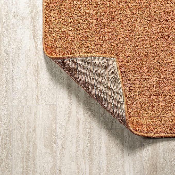 JONATHAN Y Haze Solid Low-Pile Orange Runner Rug 2x16, Coastal,Bohemian,Minimalist,Classic, Easy-Cleaning for Living Room,Bedroom,Kitchen,Pet Friendly,Non-Shedding (SEU100M-216)