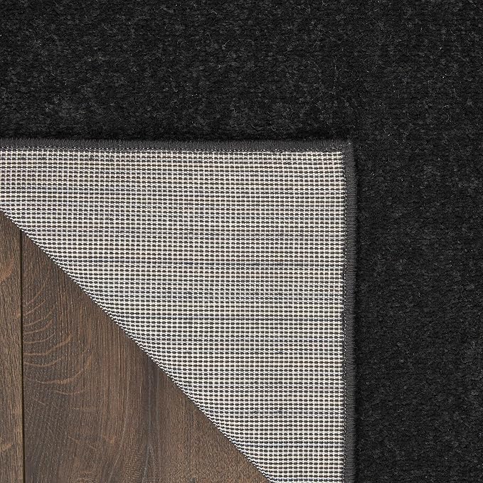 Nourison Home Nourison Essentials Black 2'2" x 12' Area Rug - Easy Clean, Non Shedding, Bed Room, Living Room, Dining Room, Kitchen (12' Runner)