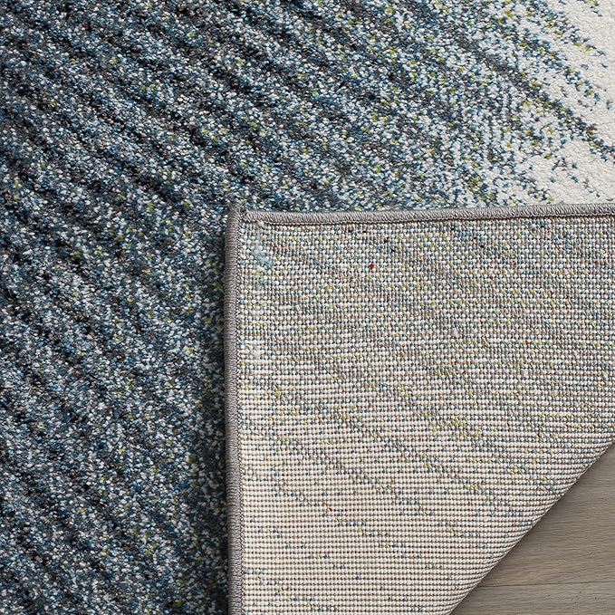 SAFAVIEH Hollywood Collection Runner Rug - 2'3" x 18', Grey & Teal, Mid-Century Modern Design, Non-Shedding & Easy Care, Ideal for High Traffic Areas in Living Room, Bedroom (HLW715D)
