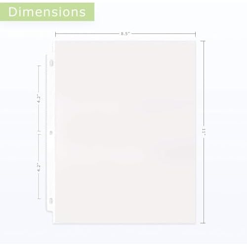Office Werks 50 Clear Sheet Protectors for 3 Ring Binder, 8.5x11 Inch Page Protectors, Top Loading Paper Protector Sheets with Reinforced Holes, Archival Safe for Documents and Photos