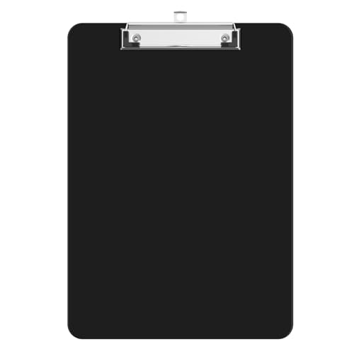 Plastic Clipboards, A4 Black Clip Board 8.5x11 for Classroom, Students, Kid, Woman, Size 9" x 12.5" with Low Profile Clip, Office & School Supply
