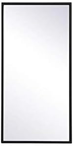 Elegant Decor Monet Home Office Decorative Rectangle Framed Wall Mirror, 28" L x 14" H - Black