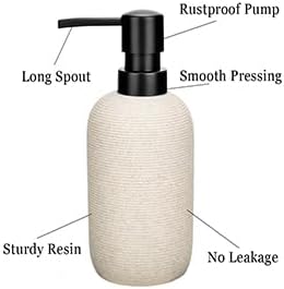 1pcs Hand Soap Dispenser Set, Sandstone Textured Resin Liquid Soap Dispenser for Bathroom Countertop, Heavy & Sturdy Dish Wash Soap Dispenser for Kitchen, Matte Beige