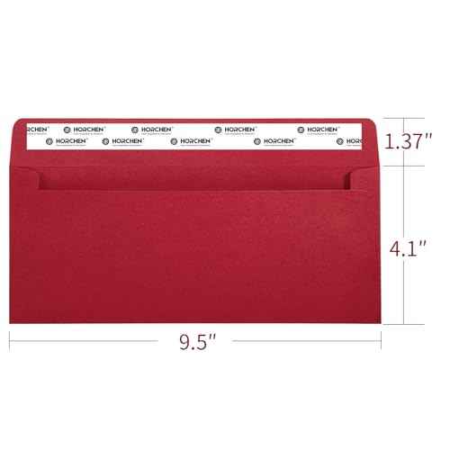 Red #10 Envelopes 100 Count Self Seal Envelopes Red for Business,Invitations Windowless Business Envelopes,Horchen