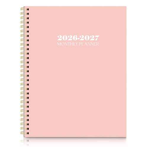 SKYDUE Monthly Planner 2026-2027, 24 Months Calendar Planner 2026-2027, 7.5" x 10" B5 Planner, Twin-wire Spiral Bound, Durable Waterproof Cover, Thick No-Bleed Paper, Pink