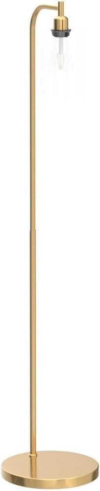 Industrial Floor Lamp with Hanging Glass Shade Brass Gold Farmhouse Indoor Pole Light with Edison E26 Base Vintage Rustic Standing Tall Lighting for Living Room Bedroom Office( ST64 Bulb Included)