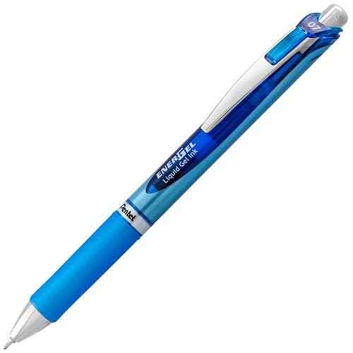 Pentel Energel 0.5 mm Blue Needle Tip, Fine Point Pens - Pack of 10 Retractable Liquid Gel Ink Pens