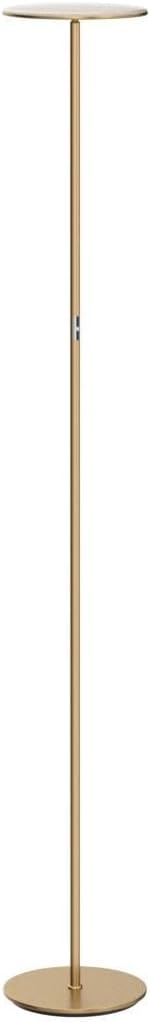 Brightech Sky LED Floor lamp, Torchiere Super Bright Floor Lamp for Living Room Decor & Office - Dimmable, Tall Standing Torch Lamp with Warm Light for Bedroom & Reading - Gold Brass